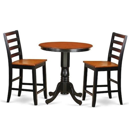 East West Furniture East West Furniture EDFA3-BLK-W Counter Height Pub Table & 2 Kitchen Bar Stool; Black Finish EDFA3-BLK-W